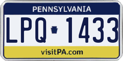 PA license plate LPQ1433