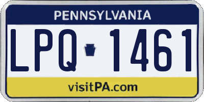 PA license plate LPQ1461