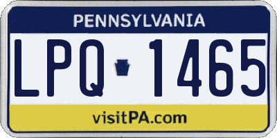 PA license plate LPQ1465