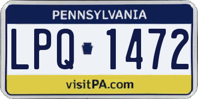 PA license plate LPQ1472