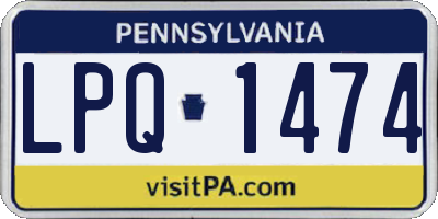 PA license plate LPQ1474