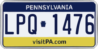 PA license plate LPQ1476