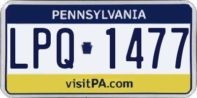 PA license plate LPQ1477
