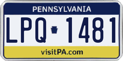 PA license plate LPQ1481