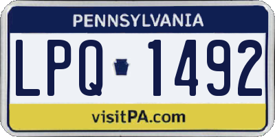 PA license plate LPQ1492