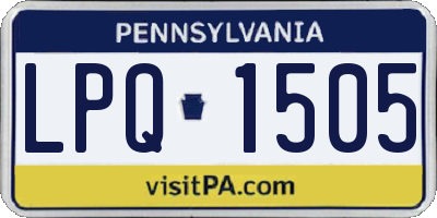 PA license plate LPQ1505