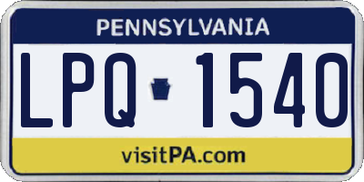 PA license plate LPQ1540