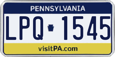 PA license plate LPQ1545