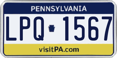 PA license plate LPQ1567