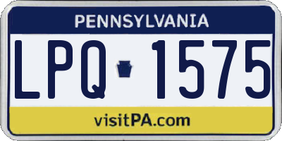 PA license plate LPQ1575
