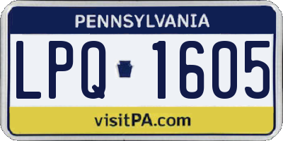 PA license plate LPQ1605
