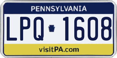 PA license plate LPQ1608