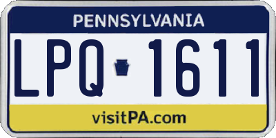 PA license plate LPQ1611