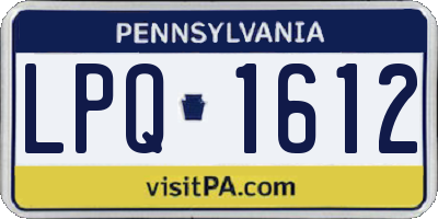 PA license plate LPQ1612