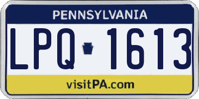 PA license plate LPQ1613