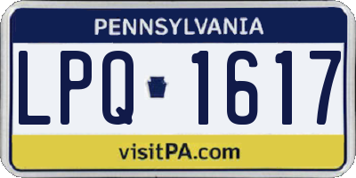 PA license plate LPQ1617