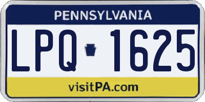 PA license plate LPQ1625