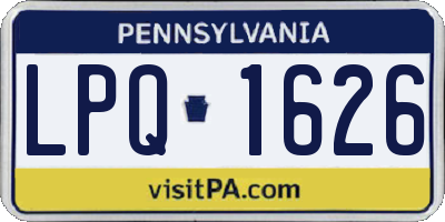PA license plate LPQ1626