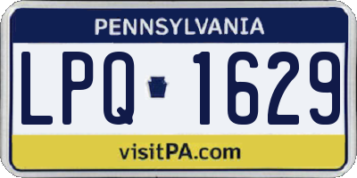 PA license plate LPQ1629