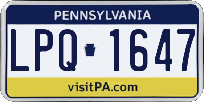 PA license plate LPQ1647