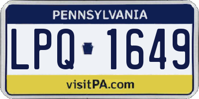 PA license plate LPQ1649