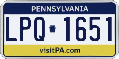 PA license plate LPQ1651