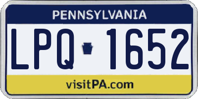 PA license plate LPQ1652