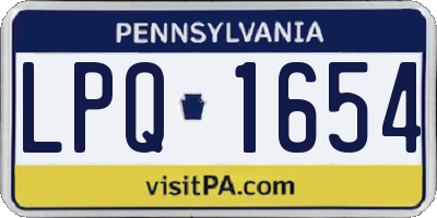 PA license plate LPQ1654