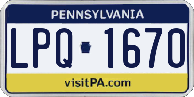 PA license plate LPQ1670
