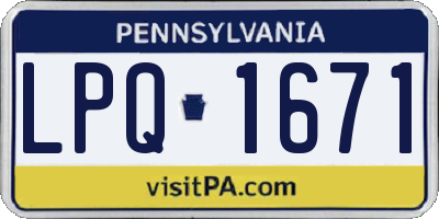 PA license plate LPQ1671
