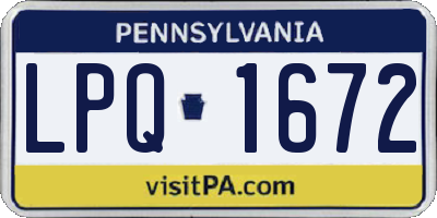 PA license plate LPQ1672