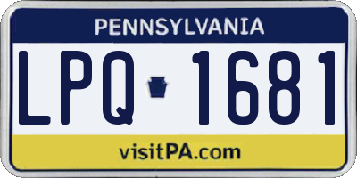 PA license plate LPQ1681
