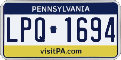 PA license plate LPQ1694