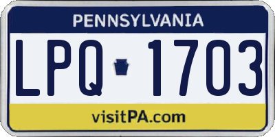 PA license plate LPQ1703