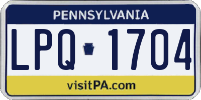 PA license plate LPQ1704