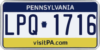 PA license plate LPQ1716