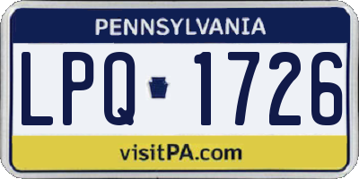 PA license plate LPQ1726