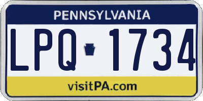PA license plate LPQ1734