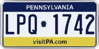 PA license plate LPQ1742