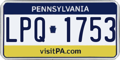 PA license plate LPQ1753