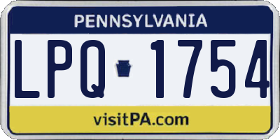 PA license plate LPQ1754
