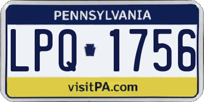 PA license plate LPQ1756
