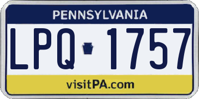 PA license plate LPQ1757