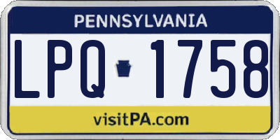 PA license plate LPQ1758