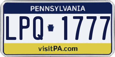 PA license plate LPQ1777