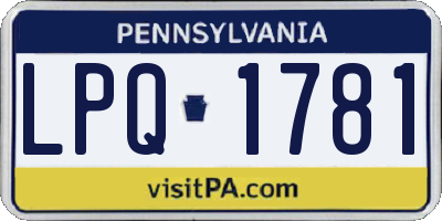 PA license plate LPQ1781