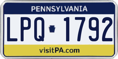PA license plate LPQ1792