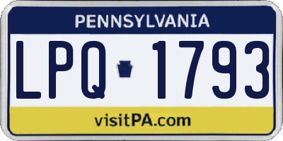PA license plate LPQ1793