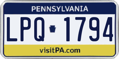 PA license plate LPQ1794