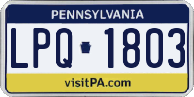 PA license plate LPQ1803
